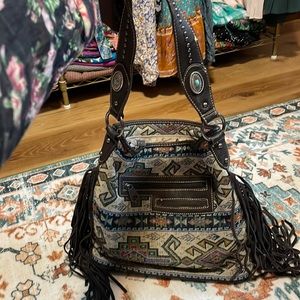 Montana west wicked cool western fringe bag tapestry southwest conchos